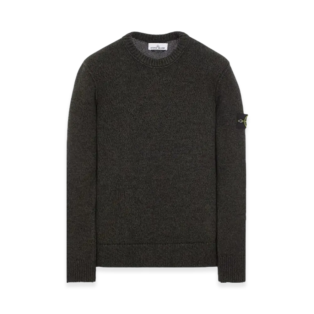 Stone Island 515A4 Three Color Mouline Lambswool Crewneck Knit - 23FW "Black"