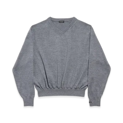 BALENCIAGA Women's V-neck Sweater "Heather Grey"