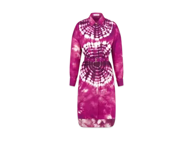 Dior Miss Dior Belted Shirtdress Silk Twill with Tie & Dior Motif "Purple"