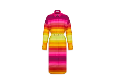 Dior Miss Dior Belted Shirtdress Multicolor Silk Twill with Dior Bayadere Motif "Colorful"
