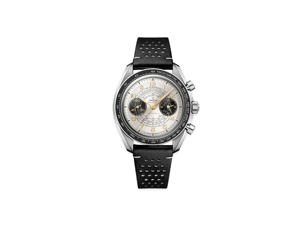 OMEGA Speedmaster Chronoscope Paris 2024 Leather Strap "Stainless Steel"