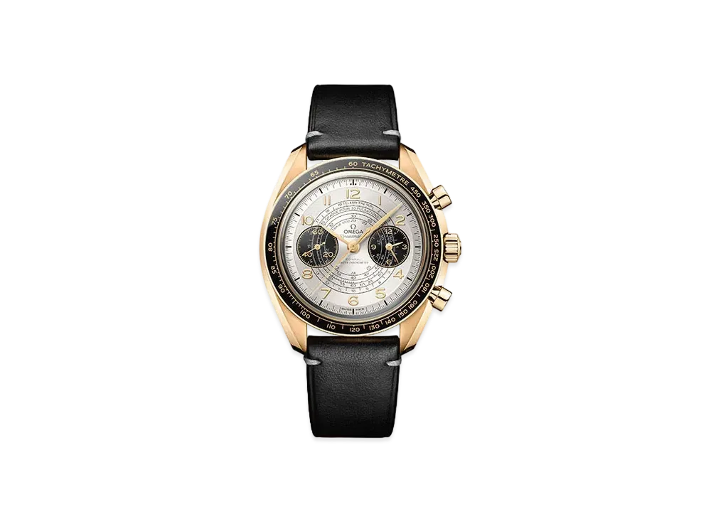OMEGA Speedmaster Chronoscope Paris 2024 Leather Strap "Moonshine Gold"
