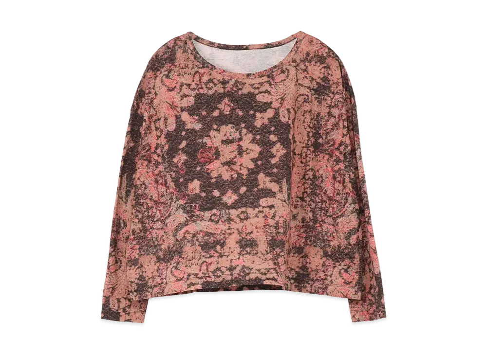 Yohji Yamamoto Y's TWISTED YARN JACQUARD PATTERN BIG ROUND NECK T "Red"