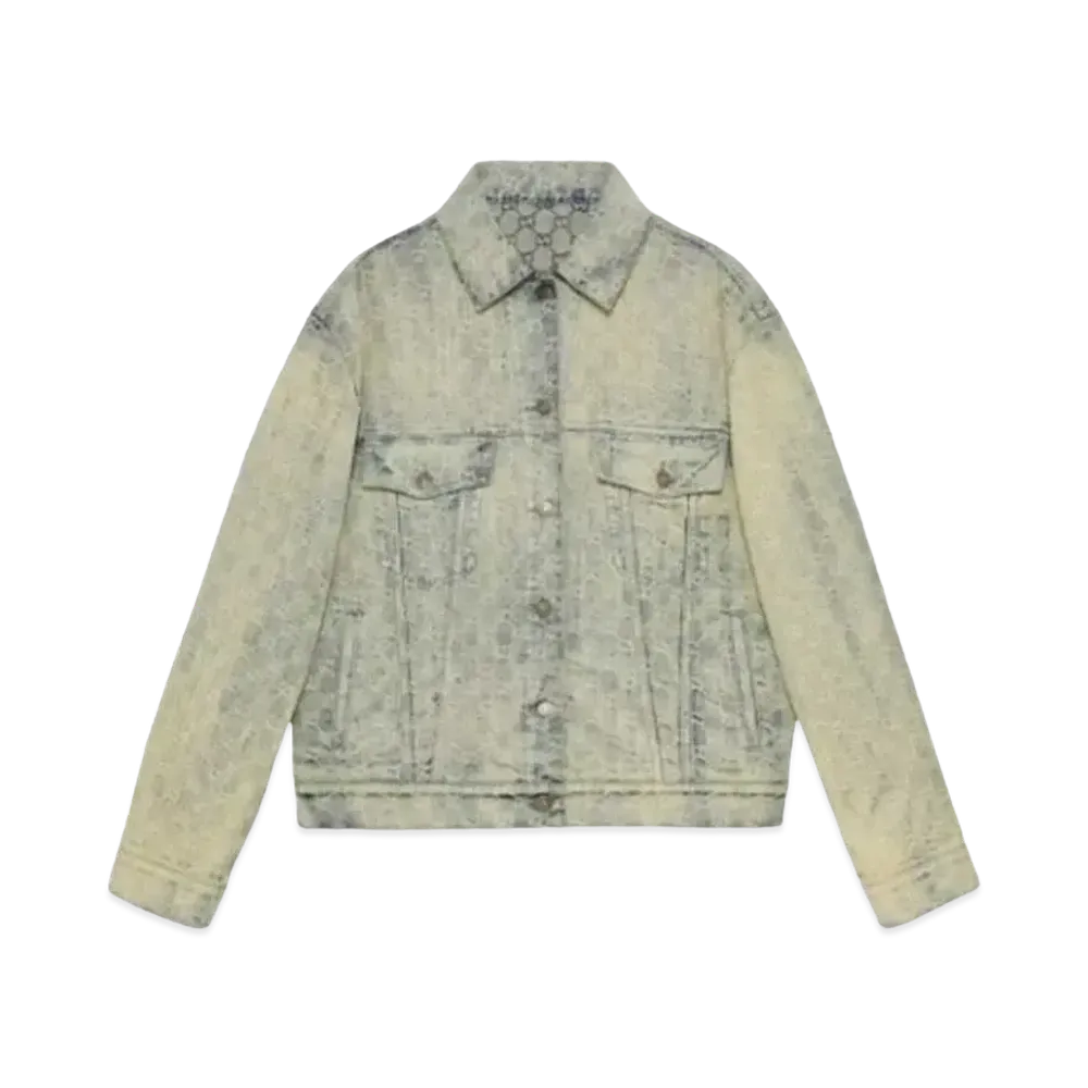 GUCCI Women's Jacquard Denim Jacket "Light Blue"