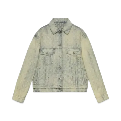 GUCCI Women's Jacquard Denim Jacket "Light Blue"