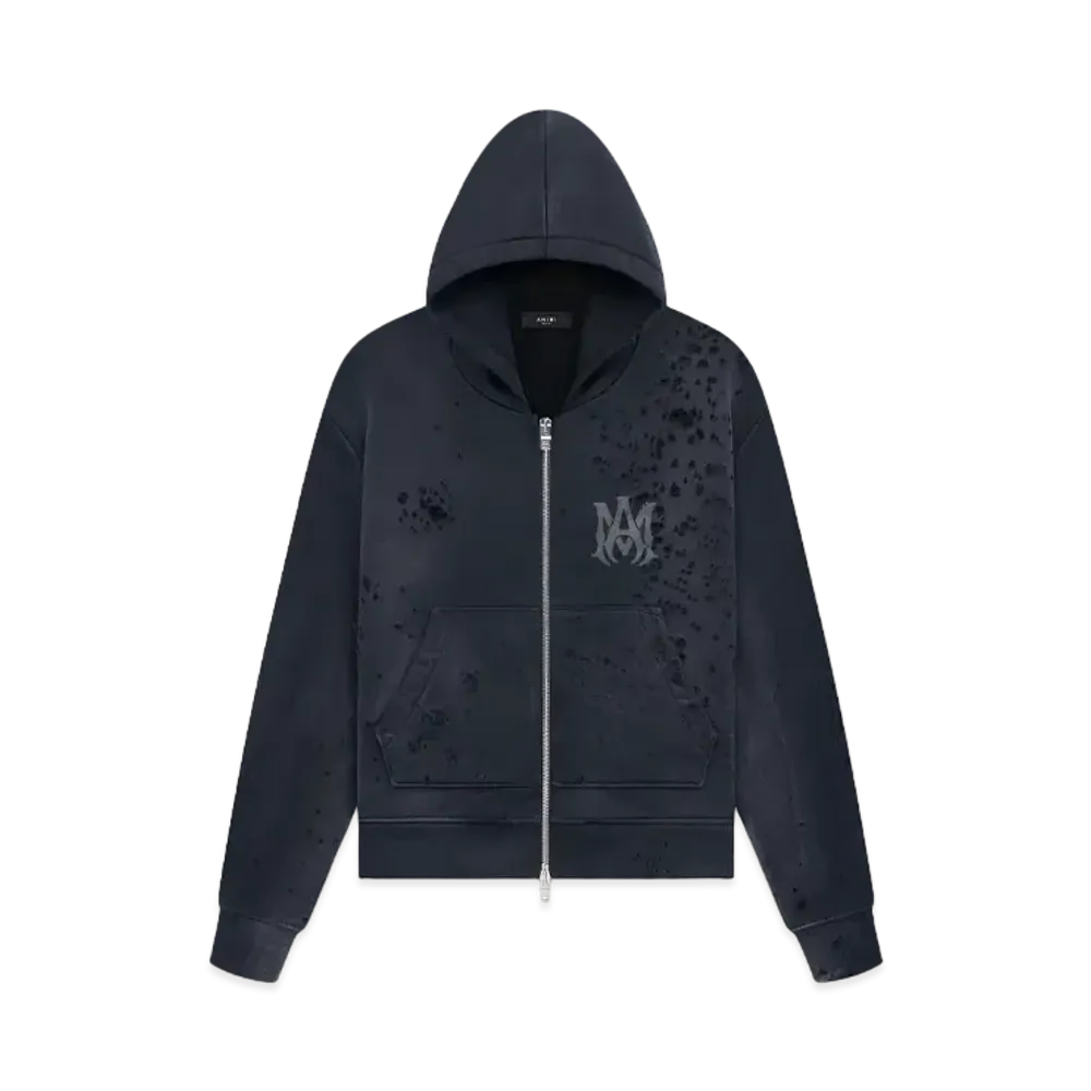 AMIRI MA Logo Shotgun Zip Hoodie "Faded Black"
