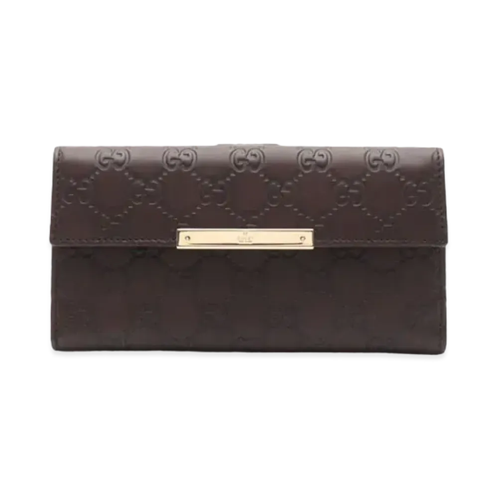 GUCCI W Hook Bifold Long Wallet Guccisima "Brown"