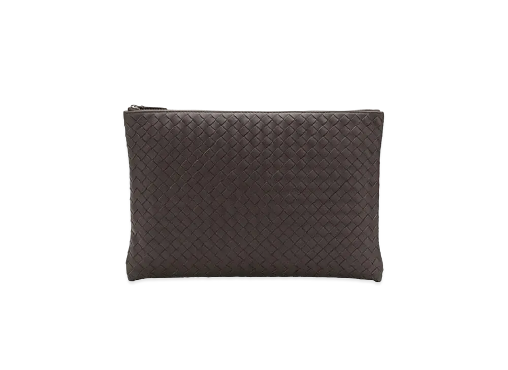 Bottega Veneta Intrecciato Clutch Bag "Dark Brown"