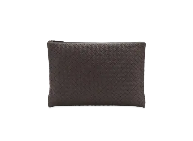 Bottega Veneta Intrecciato Clutch Bag "Dark Brown"