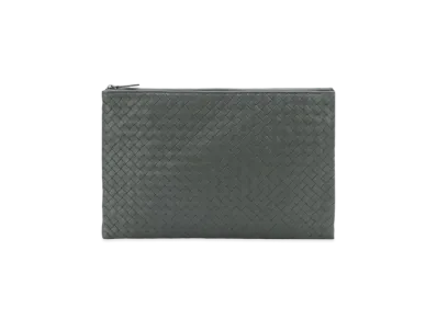 Bottega Veneta Lambskin Clutch Bag "Dark Grey"