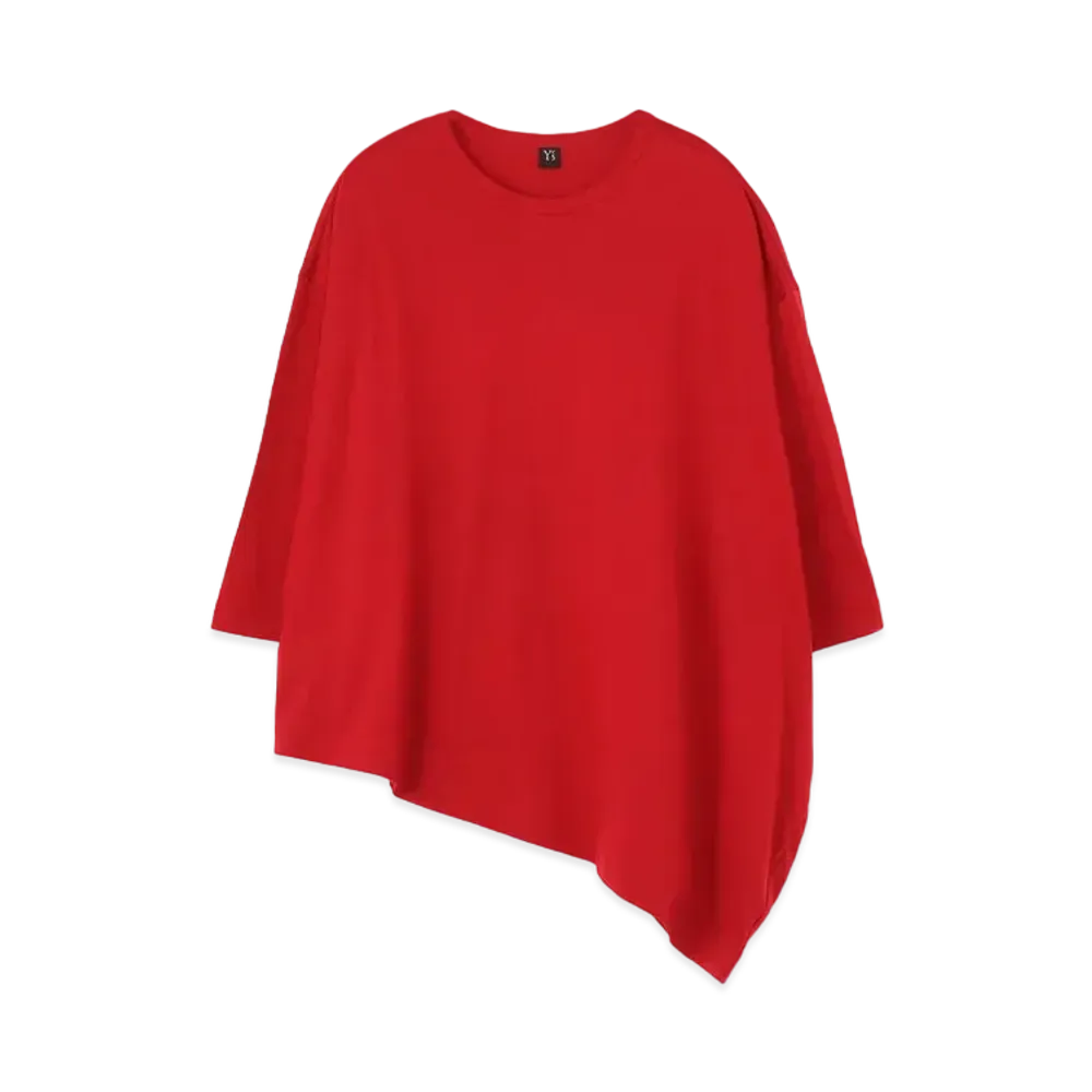 Yohji Yamamoto Y's EMBROIDERY FIRE PRINT SIDE DRAPE T "Red"