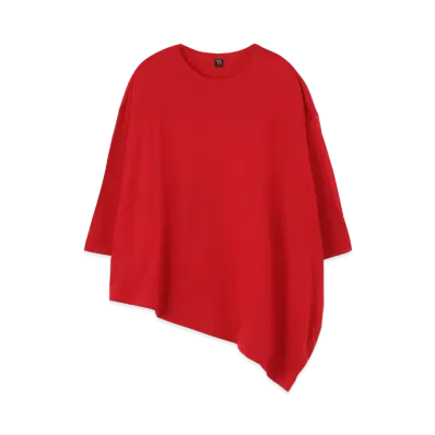 Yohji Yamamoto Y's EMBROIDERY FIRE PRINT SIDE DRAPE T "Red"