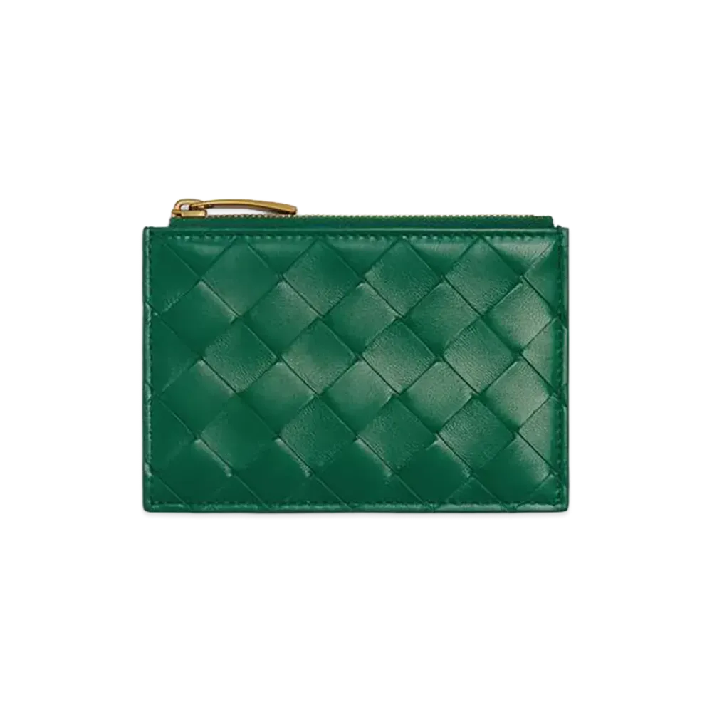 Bottega Veneta Intrecciato Zipped Card Case "Jungle"