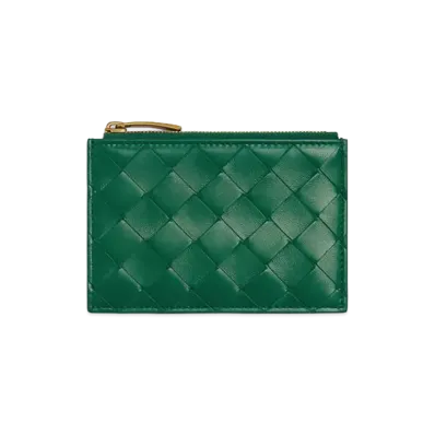 Bottega Veneta Intrecciato Zipped Card Case "Jungle"