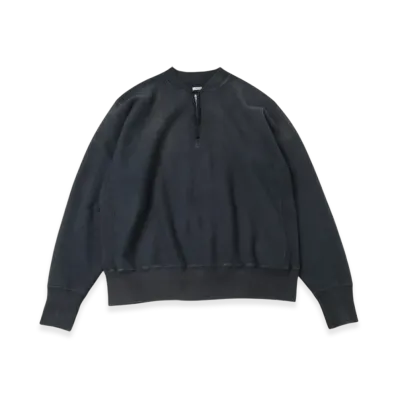 A.PRESSE Vintage Half Zip Rib Collar Sweatshirt "Black"