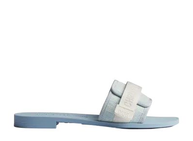 Dior Women's Dioriviera Dio(r)evolution Slide Dior Oblique Washed Linen "Sky Blue"