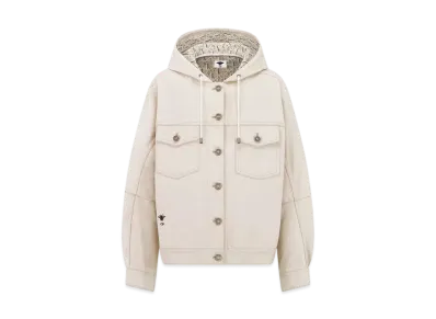 Dior Women's Oversized Hooded Jacket Cotton Denim with Dior Women's Oblique Interior "Ecru White"