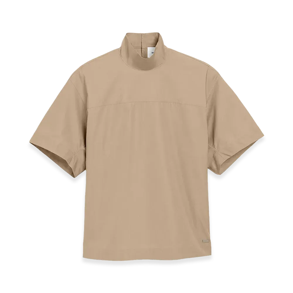 AMI PARIS Cotton Stand Up Collar Buttoned T Top "Beige"