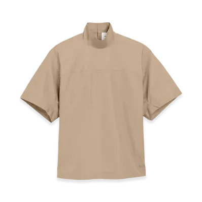 AMI PARIS Cotton Stand Up Collar Buttoned T Top "Beige"