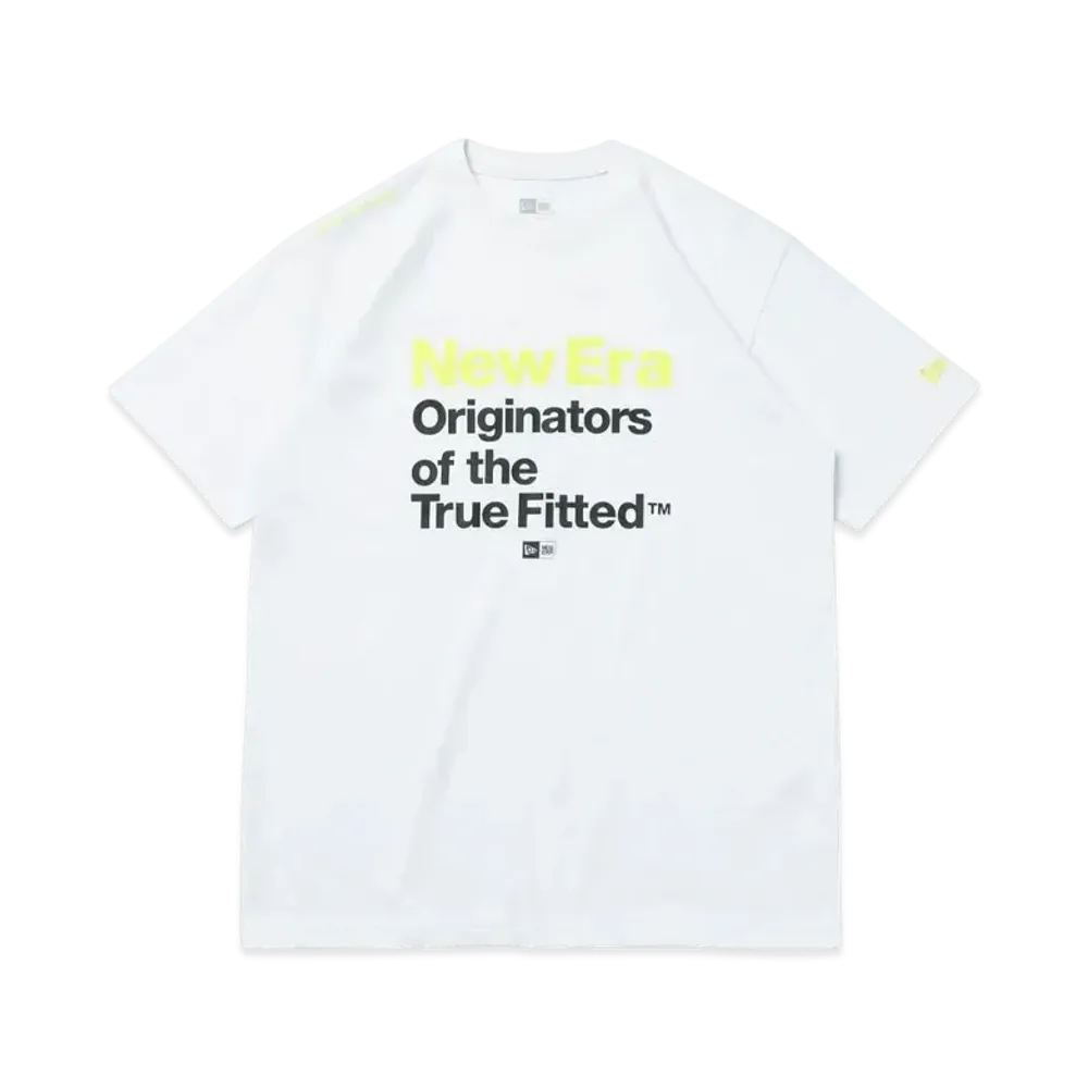 NEW ERA Short Sleeve Performance T-Shirt Wordmark & Originators Regular Fit "White/Yellow"