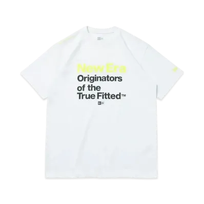 NEW ERA Short Sleeve Performance T-Shirt Wordmark & Originators Regular Fit "White/Yellow"