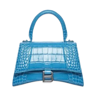 BALENCIAGA Women's Hourglass Small Top Handle Bag "Blue"