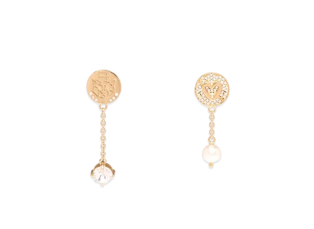 MIU MIU Miu Pave Crystal x Pearl Earrings "Gold/Crystal"