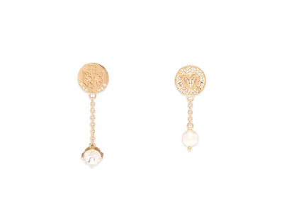 MIU MIU Miu Pave Crystal x Pearl Earrings "Gold/Crystal"