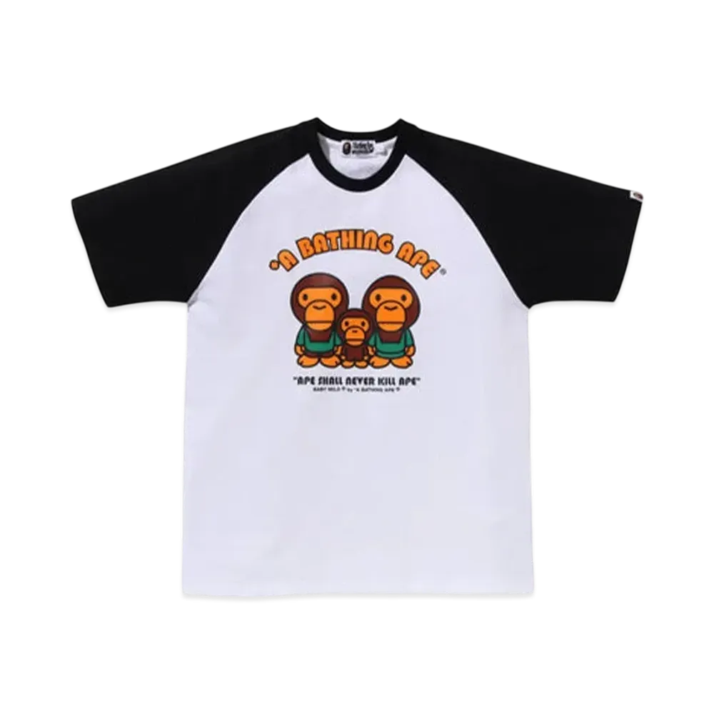 A BATHING APE Baby Milo Raglan Sleeve Tee "White/Black"