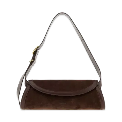 Jil Sander Women's Suede Small Cannolo Crossbody Bag "Bordeaux/Brown"