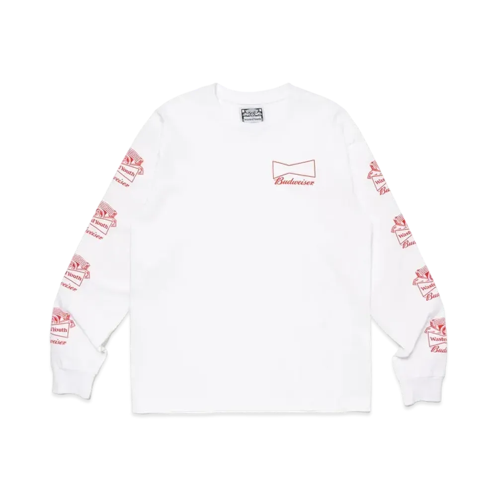 Wasted Youth x Budweiser Long Sleeve T-shirt#1 "White" / VERDY