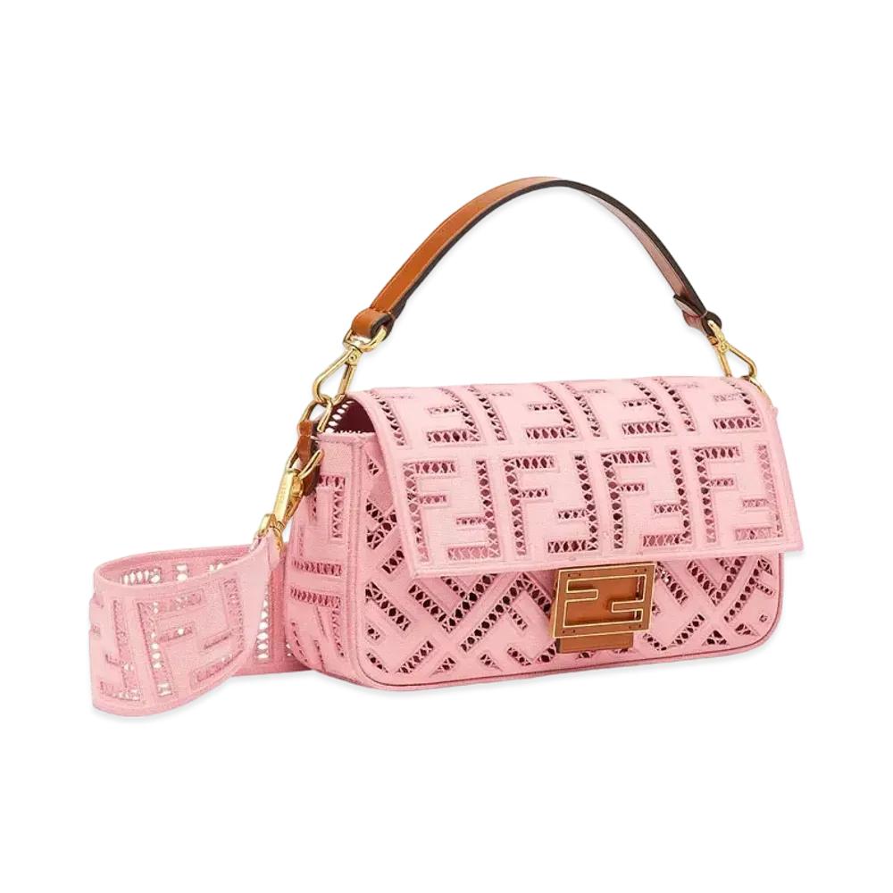 FENDI Baguette Canvas Bag with Embroidery "Pink"