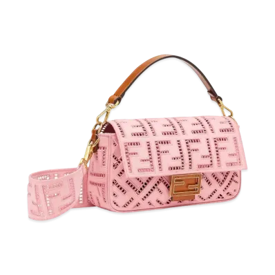 FENDI Baguette Canvas Bag with Embroidery "Pink"