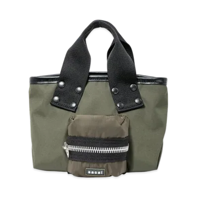 sacai Pocket Tote Bag Small "Dark Khaki"