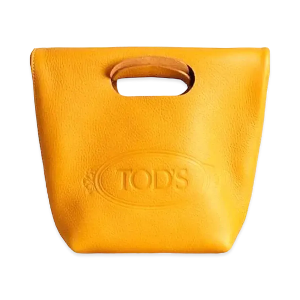 TOD'S Shopping Tote In Leather Mini "Yellow"