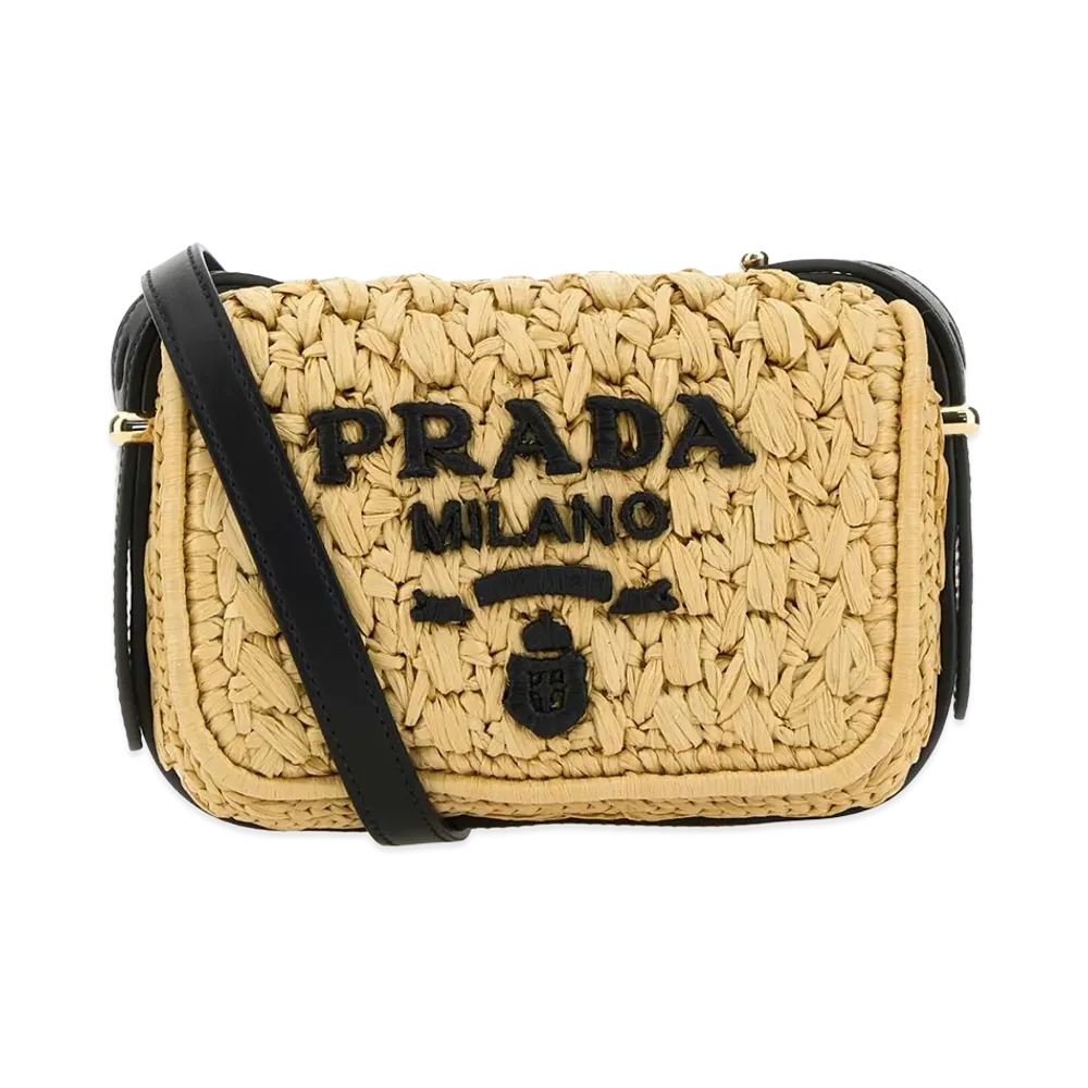 PRADA Women's Raffia Crossbody Bag "Beige"