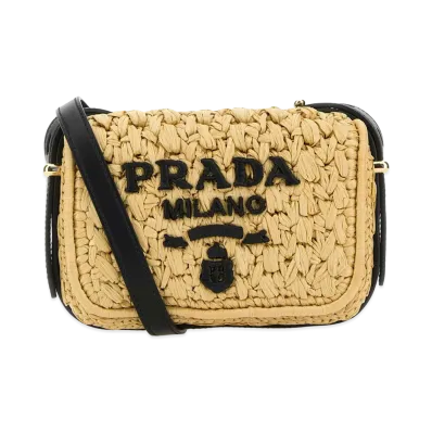PRADA Women's Raffia Crossbody Bag "Beige"