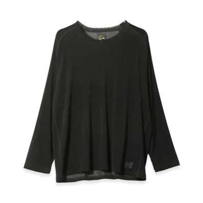 NEEDLES L/S Uneck Tee Flocked Stripe Lace "Black"