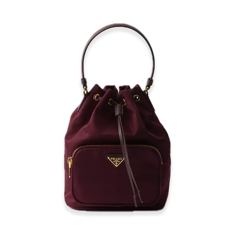 PRADA Duet Re-Nylon Bucket Bag "Bordeaux"