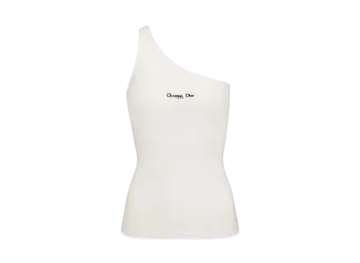 Dior Women's Asymmetric Tank Top Ribbed Cotton Jersey "White"