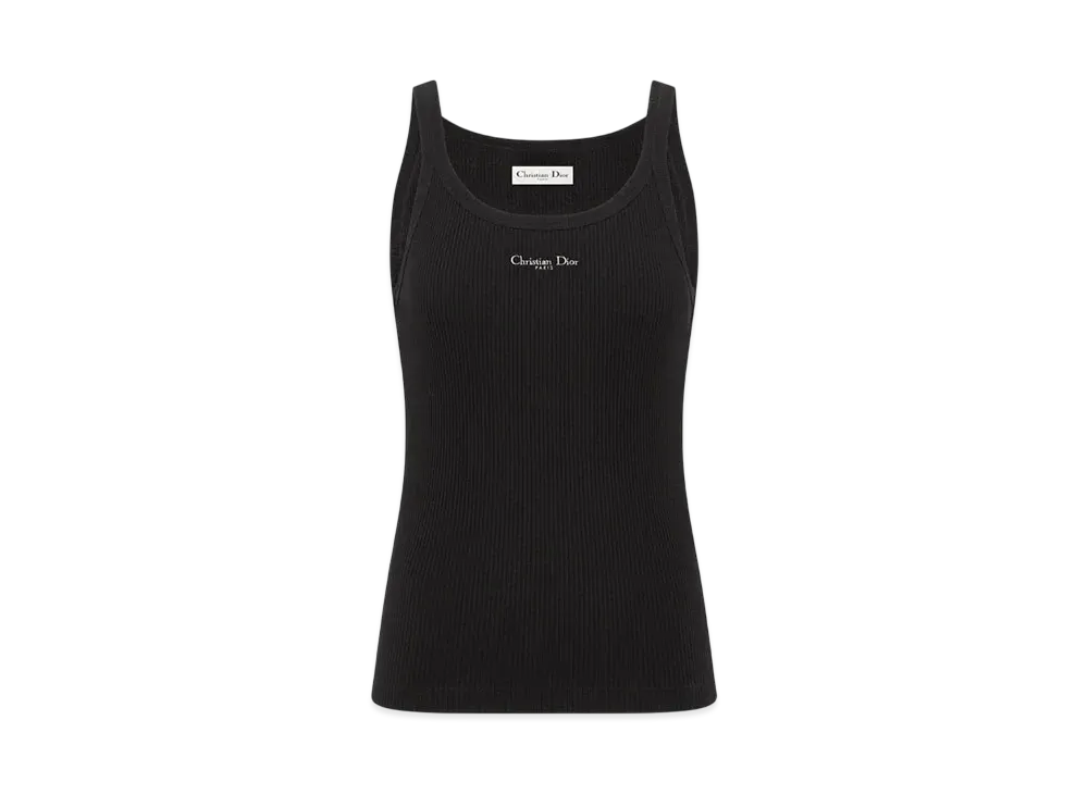Dior Women's Tank Top Ribbed Cotton Jersey "Black"