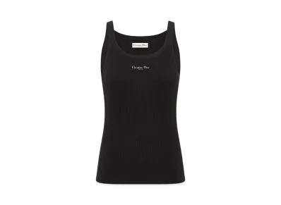 Dior Women's Tank Top Ribbed Cotton Jersey "Black"