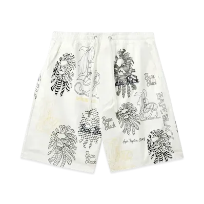 A BATHING APE Bape Black Bape Graphic Stitch Shorts "White"