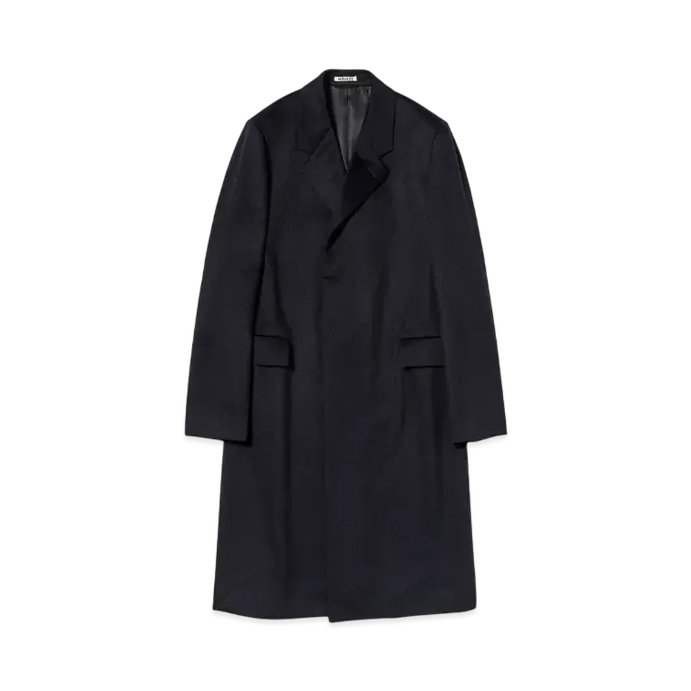 AURALEE Cashmere Moleskin Chesterfield Coat "Dark Navy"