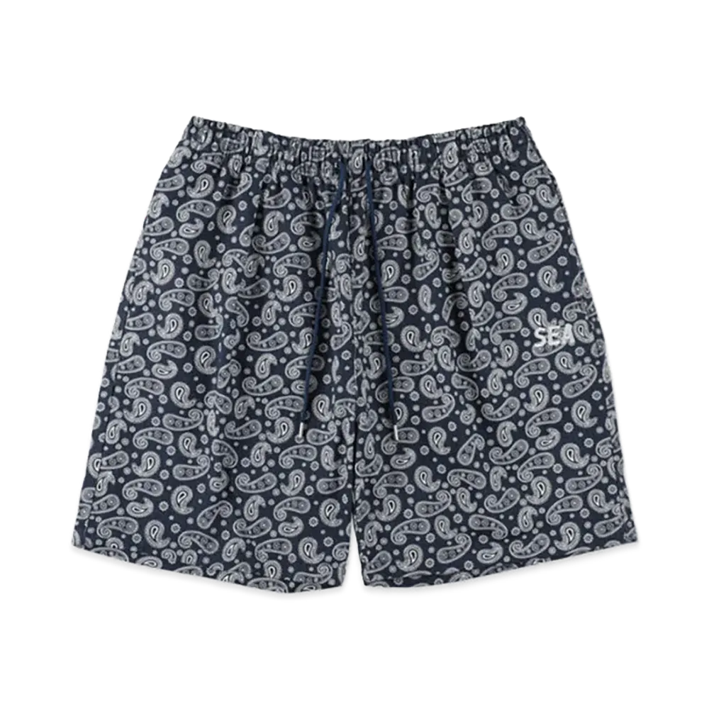 WIND AND SEA Pattern Logo Shorts "Navy Paisley"