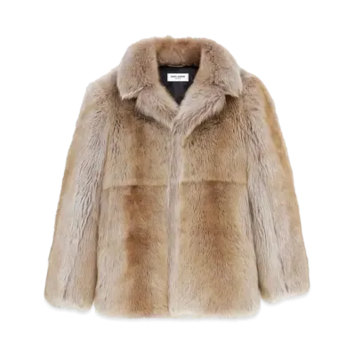 Saint Laurent Women's Coat in Shearling "Craie"