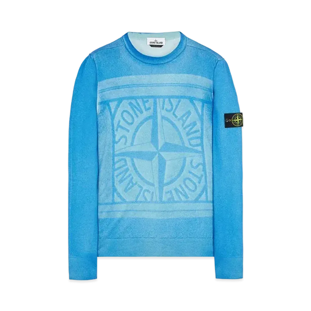 Stone Island 570A8 PURE WOOL_FAST DYE + HAND MADE AIRBRUSH + LASER PRINT: REVERSIBLE "Ultramarine Blue"