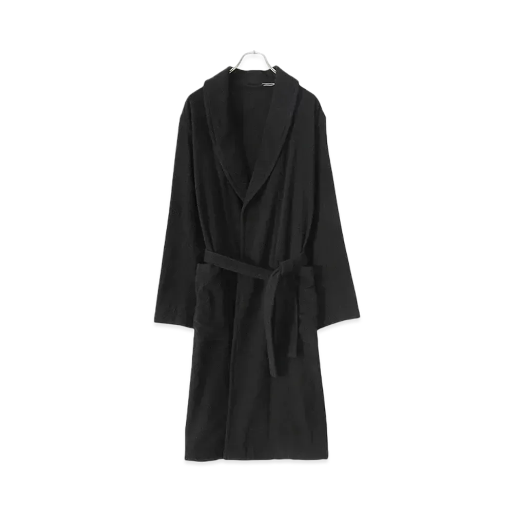 COMOLI Silk Pile Robe Coat "Black"