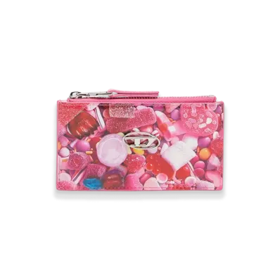 Diesel Play Card Holder Iii Card Holder In Printed Glossy Pu "Pink White"