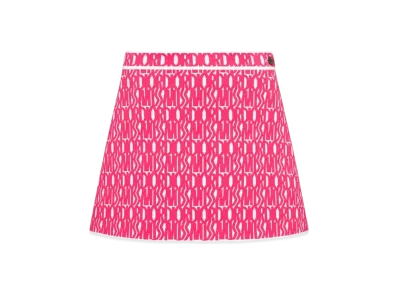 Dior Miss Dior Flared Miniskirt Technical Knit with Miss Dior Allover Motif "White/Pink"